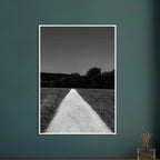 Wooden framed black and white travel poster titled Summer Road from the Studio Edition on semi-glossy paper.