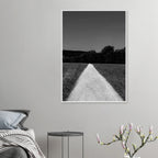 Black and white framed poster of a summer road scene on premium semi-glossy paper, part of the Travel Collection by My Store.