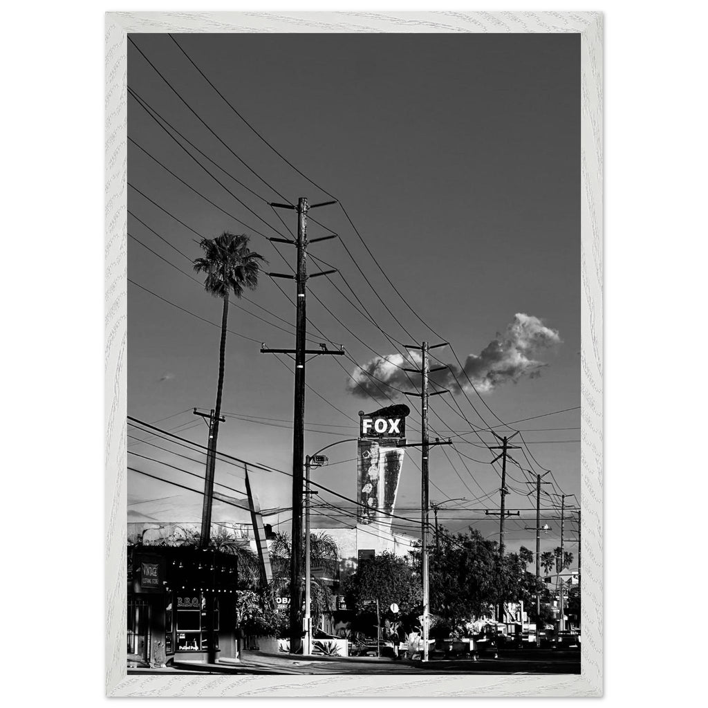 Natural wood framed semi-glossy poster of the iconic LA Westside Road wall art, black and white Studio Edition California print