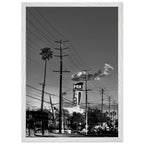 Natural wood framed semi-glossy poster of the iconic LA Westside Road wall art, black and white Studio Edition California print