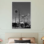 Black and white framed poster of LA Westside Road, semi-glossy print, elegant natural wood frame, California wall art, Studio Edition.