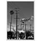 Premium wood-framed semi-glossy poster of iconic LA Westside Road wall art, black and white California print from Studio Edition series.