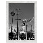 Premium black and white LA Westside Road poster framed with wood, semi-glossy finish, elegant wall art for California decor.