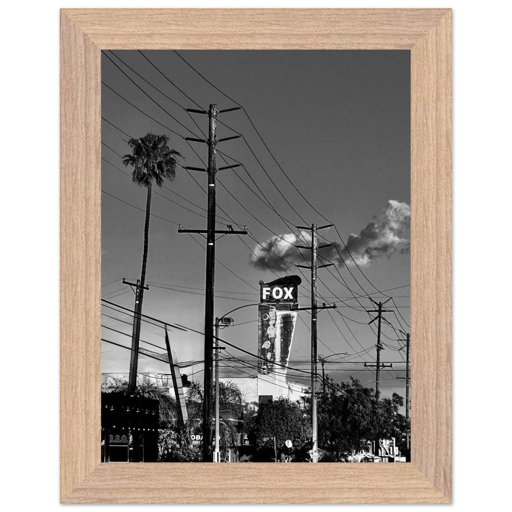 Premium wood-framed semi-glossy poster of iconic LA Westside Road wall art, black and white California poster print.