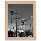 Premium wood-framed semi-glossy poster of iconic LA Westside Road wall art, black and white California poster print.