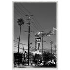 Black and white framed poster of LA Westside Road, semi-glossy finish, elegant wall art, studio edition California print.