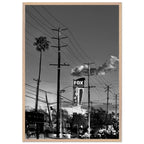 Premium wood-framed semi-glossy poster of iconic LA Westside Road wall art, black and white California print, studio edition.