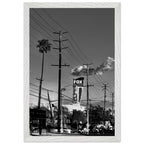 Black and white framed print of iconic LA Westside Road, semi-glossy poster art from the California Studio Edition Wall Art series.