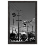 Black and white LA Westside Road poster framed with wood, semi-glossy finish, elegant wall art for California decor.