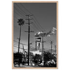 Premium wood-framed semi-glossy poster of iconic LA Westside Road wall art, black and white California print from Studio Edition series.