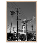 Premium wood-framed semi-glossy poster of LA Westside Road wall art, black and white California print, Studio Edition Black & White Series.