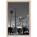 Black and white LA Westside Road poster framed with wood, semi-glossy finish, elegant wall art for California interior decor.