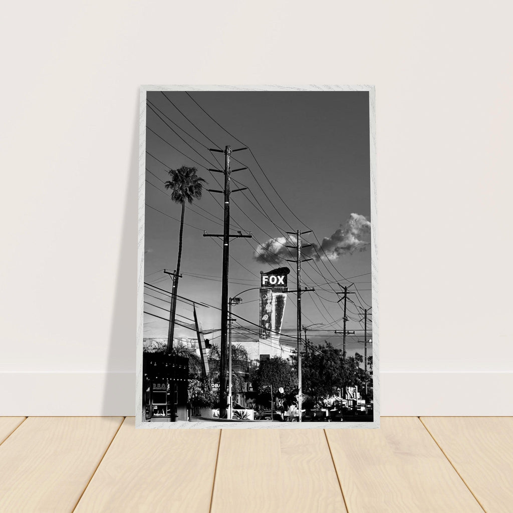 Black and white framed poster of LA Westside Road, semi-glossy print, elegant wall art showcasing California scenery.