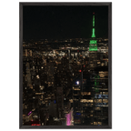 Wood mounted framed poster of NYC downtown night view with Empire State Building, part of the Travel Collection by My Store.