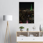 Wood mounted framed poster of NYC downtown night view with Empire State Building, part of the Travel Collection Studio Edition.