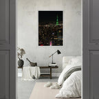 Premium wood-mounted framed poster of NYC downtown night view with Empire State Building, part of Travel Collection Studio Edition.