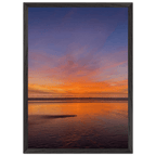 Vibrant California Sunset framed poster on white wooden frame, studio edition print with colorful California poster art.