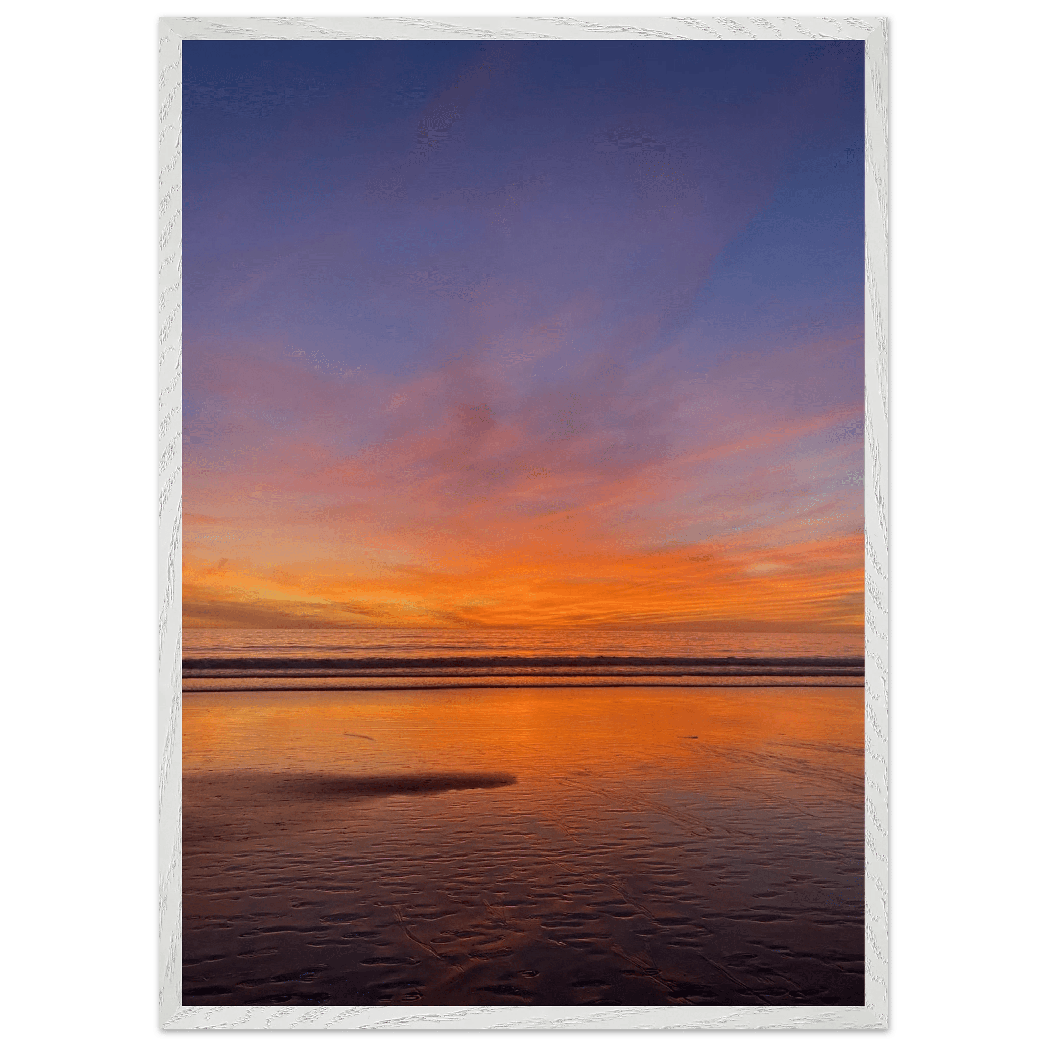 Vibrant California sunset framed poster by My Store, 15x20 cm print in a white premium wooden frame with colorful California poster art.