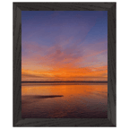 Vibrant California sunset framed poster in a white wooden frame, featuring colorful California poster art, studio edition.
