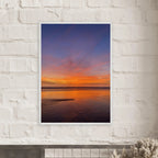 Vibrant California sunset framed poster with a white wooden frame, featuring colorful California poster art in a Studio Edition print.