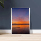 Vibrant California Sunset framed poster in a white wooden frame, showcasing colorful California poster art on high-quality print.