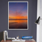 Vibrant California Sunset framed poster in a white wooden frame, studio edition art print measuring 15x20 cm.
