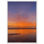 Vibrant California sunset framed poster in a white wooden frame, 15x20 cm print, featuring colorful California sunset artwork.