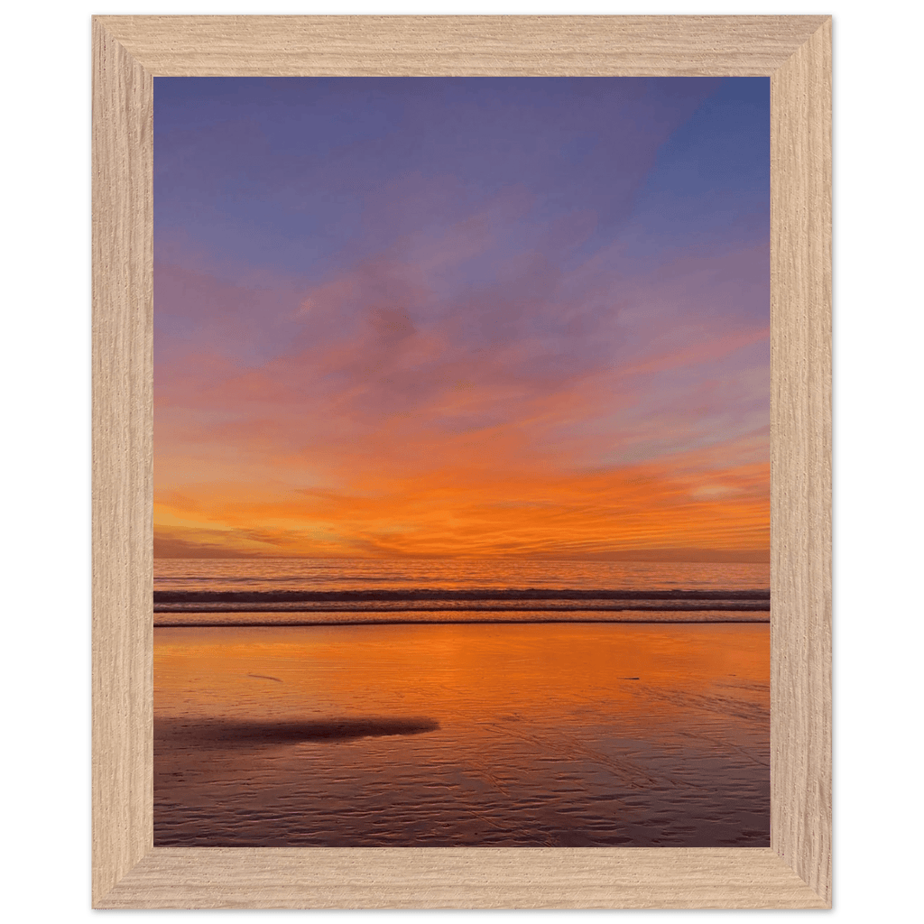 Vibrant California sunset framed poster with premium wooden frame, 15x20 cm print, featuring colorful California poster art.