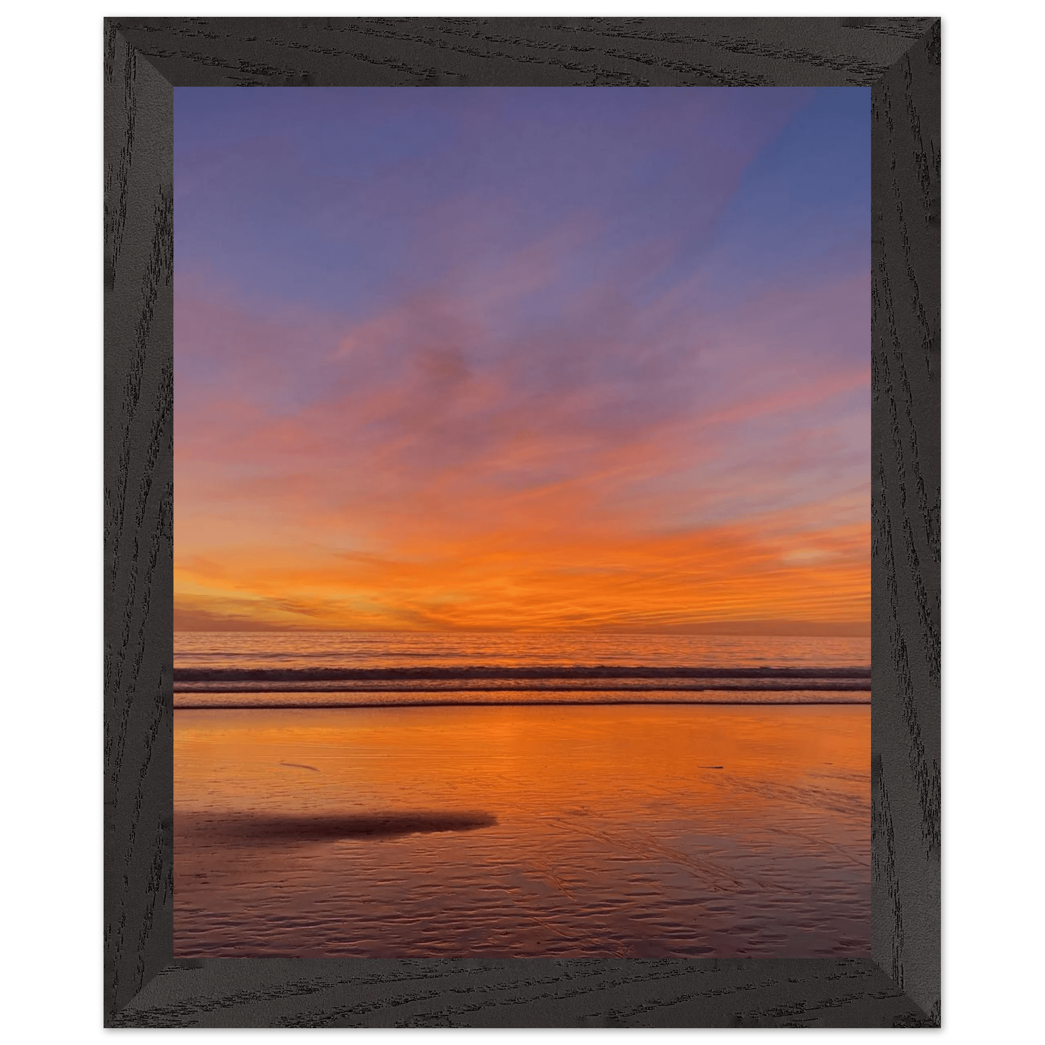 Vibrant California Sunset framed poster in a white wooden frame, featuring colorful California poster art in a 15x20 cm print.