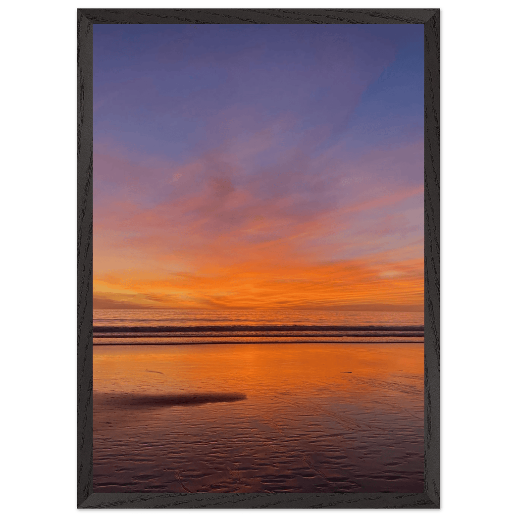 Vibrant California sunset framed poster in white premium wooden frame, 15x20 cm, featuring colorful California poster art.