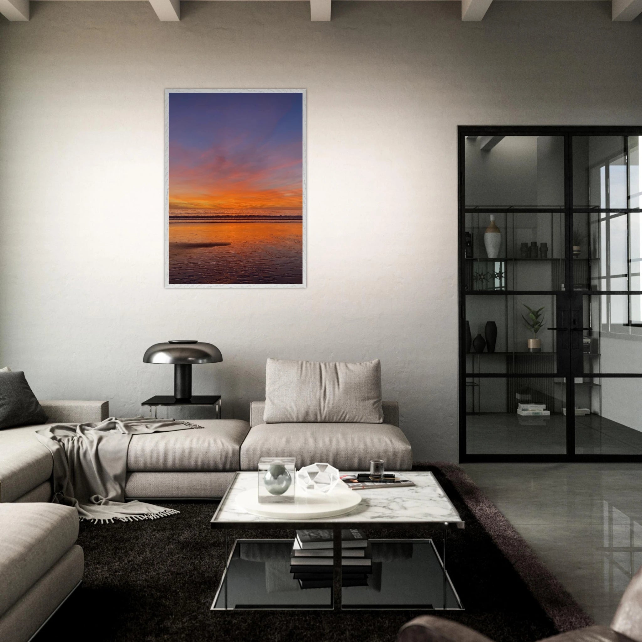 Vibrant California sunset framed poster in premium wooden frame, 15x20 cm print with colorful California poster art.