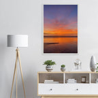 Vibrant California Sunset framed poster in a white wooden frame, featuring colorful California poster art, 15x20 cm print.