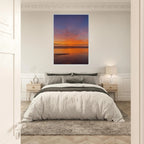 Vibrant California Sunset framed poster in a white wooden frame, featuring colorful California poster art on print material.