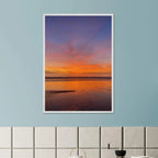 Vibrant California Sunset framed poster with a wooden frame, 15x20 cm print featuring colorful California poster art.