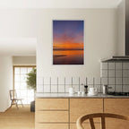 Vibrant California Sunset framed poster in a white wooden frame, featuring colorful California poster art on print material.