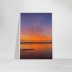 Vibrant California Sunset framed poster in a white premium wooden frame, 15x20 cm print, colorful California poster art.