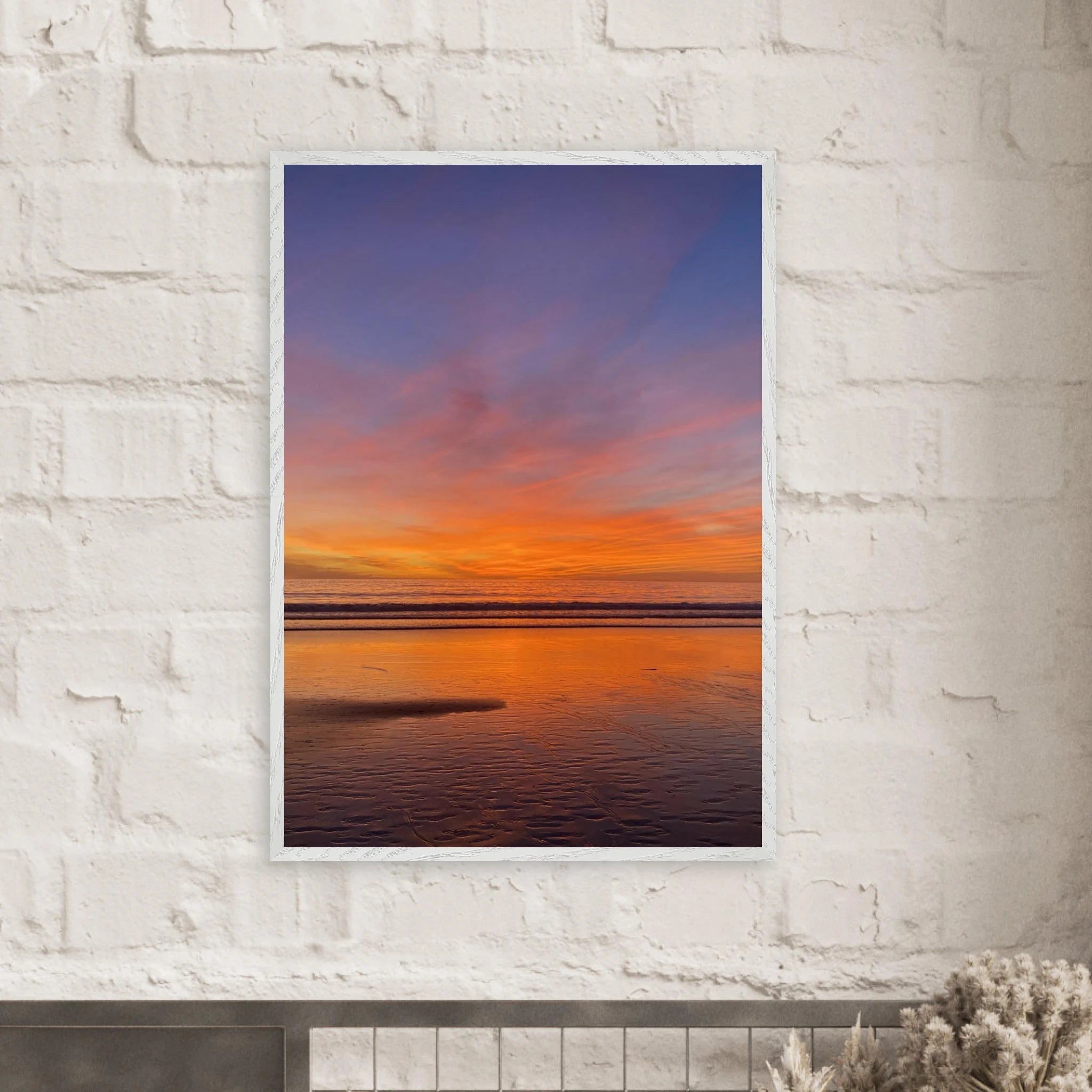 Vibrant California Sunset framed poster on premium wooden frame, 15x20 cm print with colorful California poster art.