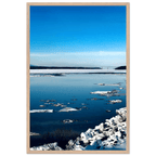 Wooden-framed Hudson Valley Winter poster featuring snowy landscape, part of the Studio Edition holiday travel collection.