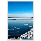 Wooden framed Hudson Valley winter poster with snowy scenery, part of the Studio Edition Holiday 25 travel collection.