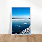 Wooden framed Hudson Valley winter poster with snowy landscape, part of the Travel Collection Studio Edition.