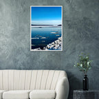 Wooden framed Hudson Valley winter poster with snowy landscape, part of Studio Edition holiday travel collection.