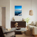 Wooden-framed Hudson Valley winter poster from the Travel Collection, featuring snowy landscape and holiday-themed design.