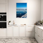 Wooden framed Hudson Valley winter poster print featuring snowy landscape, part of travel collection Studio Edition, holiday 25.