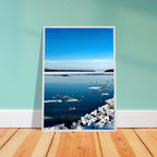Wooden framed Hudson Valley winter poster print with snowy landscape, part of Studio Edition holiday travel collection.