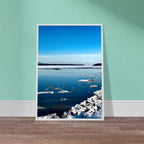 Wooden framed Hudson Valley winter poster featuring snowy landscape, part of the Travel Collection Studio Edition.