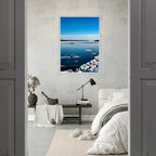 Wooden framed Hudson Valley winter poster with snowy scene, part of Studio Edition Travel Collection, showcasing a cozy holiday vibe.