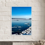 Wooden framed Hudson Valley winter poster with snowy scenery, part of the Studio Edition Travel Collection, featuring a stylish holiday design.