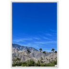 Wooden framed poster featuring a sunny fall day scene in Palm Springs California, studio edition print art, 15x20 cm.