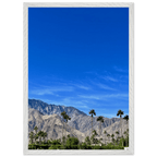 Premium wooden framed poster of a sunny fall day in Palm Springs California, featuring vibrant autumn colors and scenic landscape.