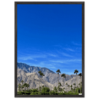 Wooden framed poster of a sunny fall day in Palm Springs, California, featuring vibrant autumn scenery and scenic landscape art.